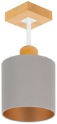 Szara lampa sufitowa, jednopunktowy spot CL-DWE10x10BU-GR z drewna E27
