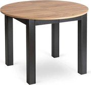 Stół Okrągły Rozkładany HARRY 102-142 cm Dąb Craft/Czarny Loft