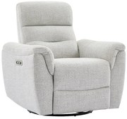 Fotel relaksacyjny elektryczny z fakturowaną tkaniną w jasnym szarym kolorze BREVIO