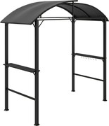 Outsunny Pawilon Grillowy, 2 Boczne Półki, Haki, Rama ze Stali, 1,1 x 2,3m, Ciemnoszary
