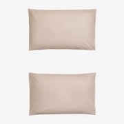 Pack 2 Poszewek Na Poduszki Z Perkalu Bawełnianego O Gęstości 180 Nitek Lesia Lekki Róż Do Makijażu & 50 X 75 Cm - Sklum