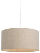 Rustykalna lampa wisząca biała zkloszem zszarego bawełnianego materiału 50 cm - Combi Rustykalny / Vintage Oswietlenie wewnetrzne