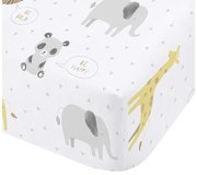 Białe prześcieradło dziecięce jednoosobowe z gumką 90x190 cm Roarsome Animals – Catherine Lansfield