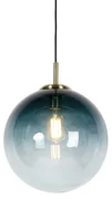 Lampa wisząca art deco mosiądz morski szkło 33 cm - Pallon ArtDeco Oswietlenie wewnetrzne