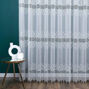 Firana biała z gipiurą Kulki dekoracyjna trzy pasy - wys. 280 cm