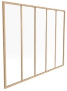 Przeszklona ścianka z aluminium malowanego proszkowo - 150 x 105 cm - Naturalny jasny - BAYVIEW