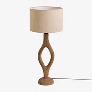 Lampa Stołowa Z Drewna Mango Gracia Drewno Mango & Jasny Piaskowy Brąz Ø30 Cm - ↑20 Cm Arlina - Sklum