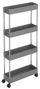 Regał na kółkach SLIM, 4 poziomy, 12,5x40x86cm, szary SongmicsHome