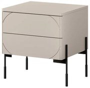 Szafka nocna z dwoma szufladami Sonatia na metalowych nogach 45 cm - kaszmir