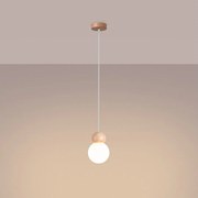 Lampy wiszące skandynawski Torch, szkło/drewno - 1 źródło światła 3000K - L.11 x H.124 cm - biały/naturalne drewno