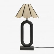 Lampa Stołowa Z Drewna Mango Tiberia Nizina Czarna & Biały - Czarny Irais - Sklum