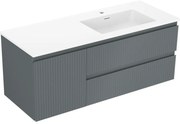 Mexen Rivel szafka łazienkowa 120 cm z umywalką Otis prawą, 2S, 1D, ryflowana, grafit/biała mat - 91A23-12047-3-BBFFF66-W18P01