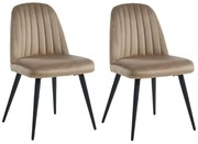 Zestaw 2 krzeseł ELEANA – welur i metal w kolorze czarnym – kolor beżowy