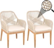 Krzesło ogrodowe MCW-H56b (zestaw 2 sztuk),  beżowe poduszki kremowo-białe