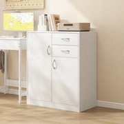 Nowoczesna komoda z szufladami i półkami w stylu loftowym, biała szafka z drzwiami 74 cm