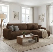 Stylowy narożnik rozkładany prawostronny  ARIEL L 246x150x87 cm w tkaninie Velo 48 brązowej