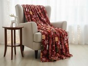 Świąteczny mikropluszowy koc GINGERBREAD HEART, czerwony Rozmiar: 160 x 200 cm