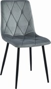 PROMOCJA Szare aksamitne krzesło do jadalni LIBRA z czarnymi nogami II jakość