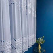 Firana haftowana Aurora markizeta biała dwa ozdobne pasy wys. 170 cm