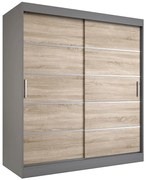 Szafa przesuwna antracyt + dąb sonoma 180 cm L0-R72