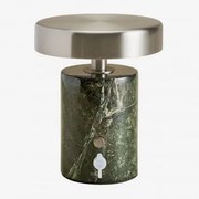 Bezprzewodowa Lampa Stołowa Led Do Użytku Zewnętrznego Z Żelaza I Naturalnego Kamienia Isasia Zielony Marmur Forest - Sklum