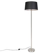Nowoczesna lampa podłogowa stalowa z czarnym kloszem 45 cm - Simplo
