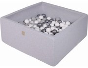 Kwadratowy Suchy Basen Z Piłeczkami 7cm Dla Dziecka, 110x110x40cm/400 Piłek, Bawełniany, Jasnoszary, Piłki: Białe, Srebrne, Szare - Meowbaby®