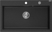 Mexen Elix zlewozmywak granitowy 1-komorowy 800 x 500 mm, czarny/srebrny metalik, syfon chrom - 6527801005-73