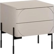 Szafka nocna z dwoma szufladami Sonatia na metalowych nogach 45 cm - kaszmir
