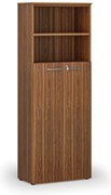 Szafa biurowa kombinowana PRIMA WOOD, drzwi na 4 poziomach, 800 x 420 x 2128 mm, orzech
