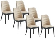 Zestaw 6 krzeseł z ekoskóry i metalu - kolor beżowy i antracytowy - MILDURA