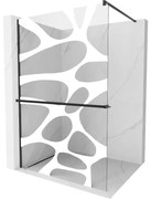 Mexen Kioto+ ścianka prysznicowa z półką Walk-in 70 x 200 cm, biały wzór, czarna - 800-070-121-70-97
