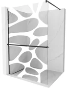 Mexen Kioto+ ścianka prysznicowa z półką Walk-in 70 x 200 cm, biały wzór, czarna - 800-070-121-70-97