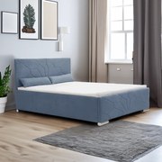 Łóżko tapicerowane z pojemnikiem SORO 120x200 cm Granatowy