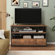 Szafka telewizyjna loftowa do salonu z półkami i szufladami 110 cm