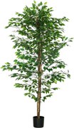 HOMCOM Sztuczny Ficus, realistyczny, łatwy w pielęgnacji, w komplecie z doniczką, wysokość 180 cm, Zielony