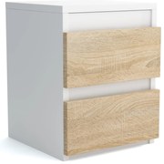 Szafka nocna komoda WIKI z 2 szufladami Biały/Dąb Sonoma