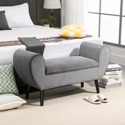 HOMCOM Ławka tapicerowana ze schowkiem podłokietnikami nowoczesna poliester drewno kauczukowe kolor szary