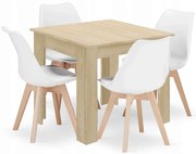 Komplet kwadratowy stół dąb sonoma z 4 białymi krzesłami N8-R43