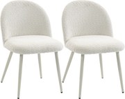 HOMCOM Krzesła do jadalni, krzesła kuchenne, miękkie tapicerowane chenille, 50,5 x 57,5 x 78,5 cm, kremowobiały | Aosom PL