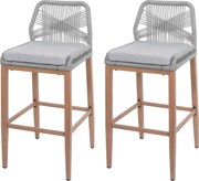 Stołek barowy MCW-O21 (zestaw 2 szt.),  jasnoszary, poduszka jasnoszary