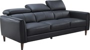 Kanapa 3-osobowa z czarnej skóry bawolej - SALVI