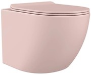 Miska WC podwieszana z różowej matowej ceramiki bez kołnierza - JAVOINE