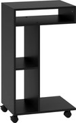 HOMCOM Stolik boczny, wózek serwisowy w kształcie C, 4 kółka, 3 przegródki, 40 x 30 x 69 cm, czarny