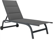 Outsunny Leżak oddychający ogrodowy z 6-stopniową regulacją oparcia, kółkami, aluminiową ramą, ciemnoszary | Aosom PL