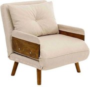 Nowoczesny fotel-łóżko 1-osobowy – 77 x 70 x 82 cm – kremowy – metal i poliester