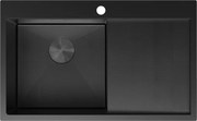 Mexen Exar zlewozmywak stalowy 1-komorowy z ociekaczem, lewy 780 x 480 mm, czarny HC - 6433781010L-70HC