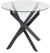 Stół okrągły 2-osobowy ze szkła hartowanego i metalu czarnego – transparentny – COSIMA