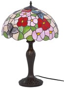 Dekoracyjna witrażowa lampa stołowa w kwiaty - A665 M8-F96