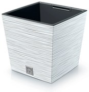 Donica ogrodowa kwadratowa Furu Square Low 29 cm biały PROSPERPLAST